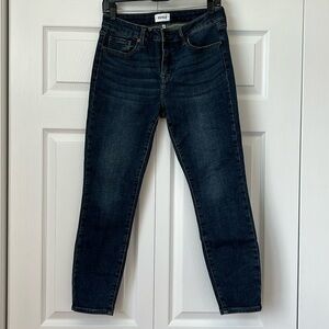 Pistola Dark Wash Denim Jeans High Rise Slim Fit Ankle Crop 28
